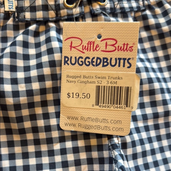 NWT Rugged Butts Blue and White Gingham Swim Trunks Baby 3-6 Mo - Picture 2 of 5
